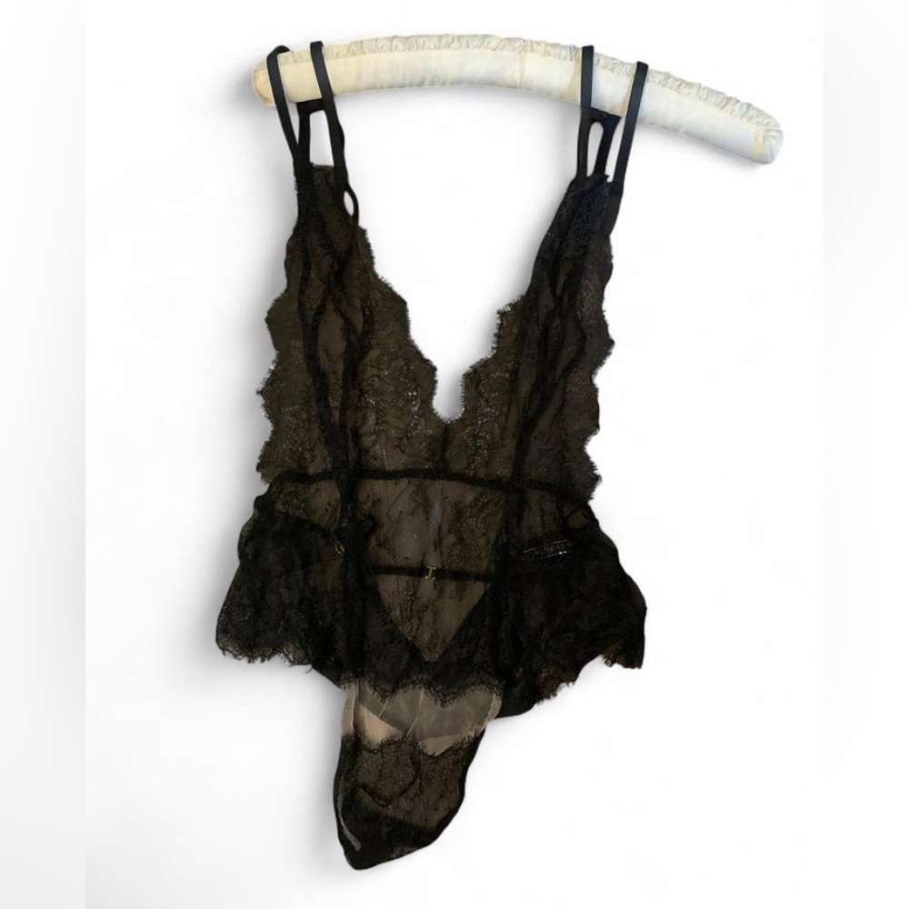Victoria's Secret Black Lace Teddy Bodysuit S | Dark Romance Whimsigoth sheer